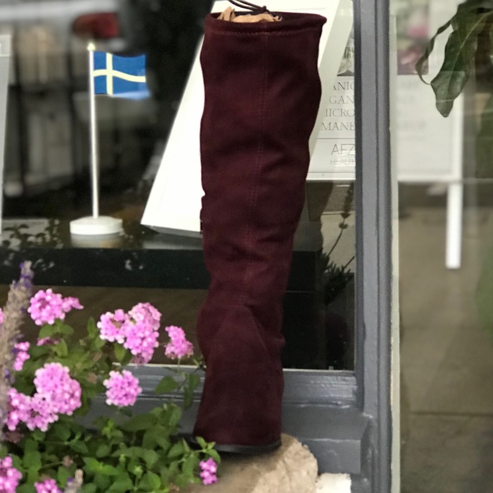 City Classified Burgundy Faux Suede lace up BOOT - Picture 6 of 6